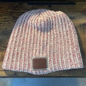 Love Your Melon red and white beanie